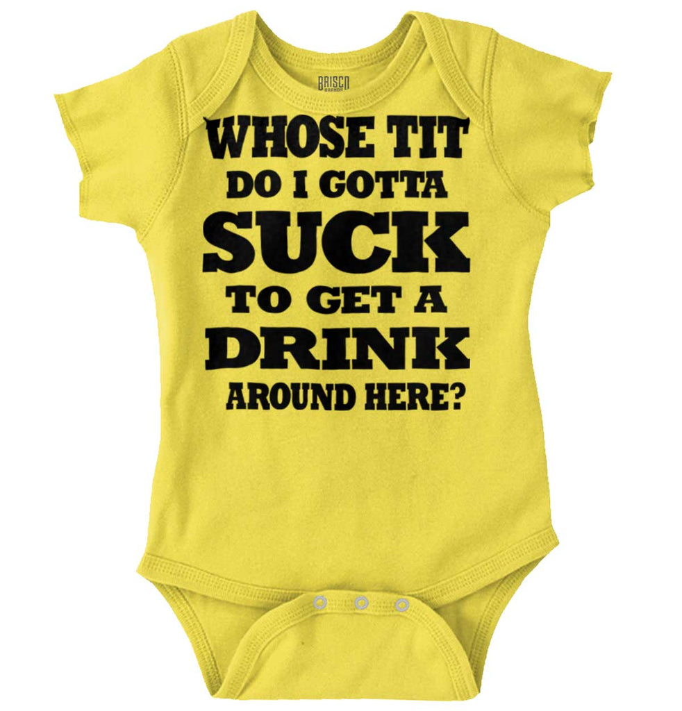 Get A Drink Romper Bodysuit-Direct To Garment Print-Brisco Baby