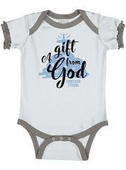 Gift From God Baby Ruffled Trim Romper-Direct To Garment Print-Brisco Baby