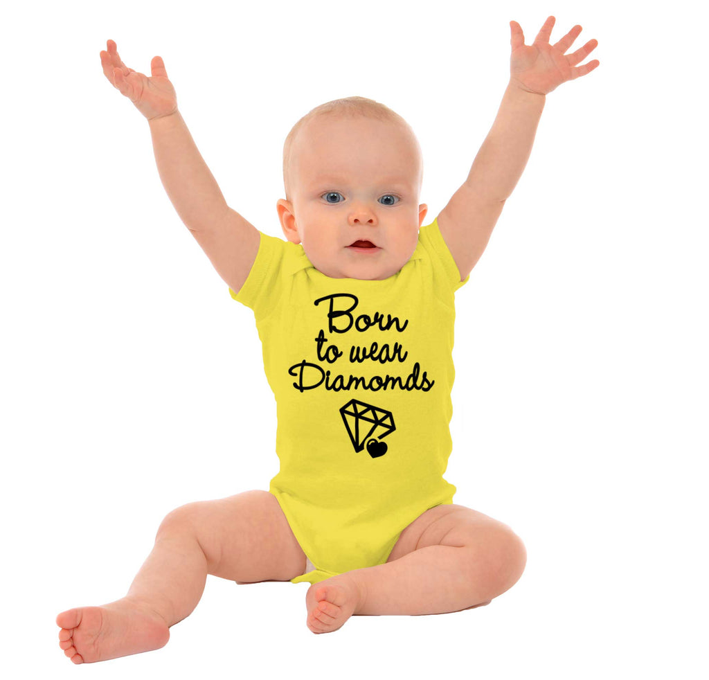 Born To Wear Diamond Romper Bodysuit-Direct To Garment Print-Brisco Baby