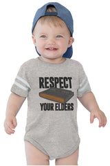 Respect Your Elders Dungeons Football Romper Bodysuit-Direct To Garment Print-Brisco Baby
