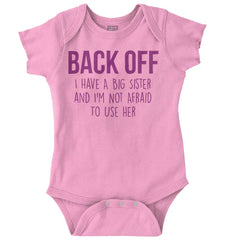 Big Sister And Not Afraid To Use Her Romper Bodysuit-Direct To Garment Print-Brisco Baby