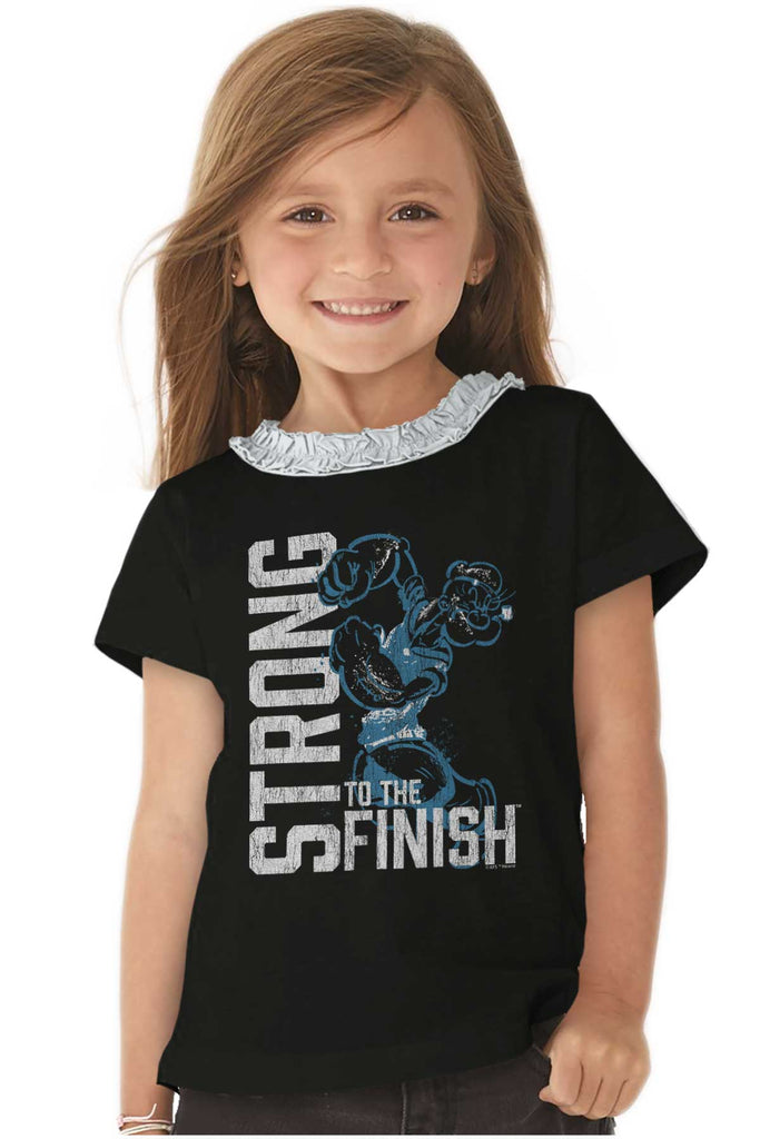 Popeye Muscles Toddler Ruffled Trim T-Shirt-Direct To Garment Print-Brisco Baby