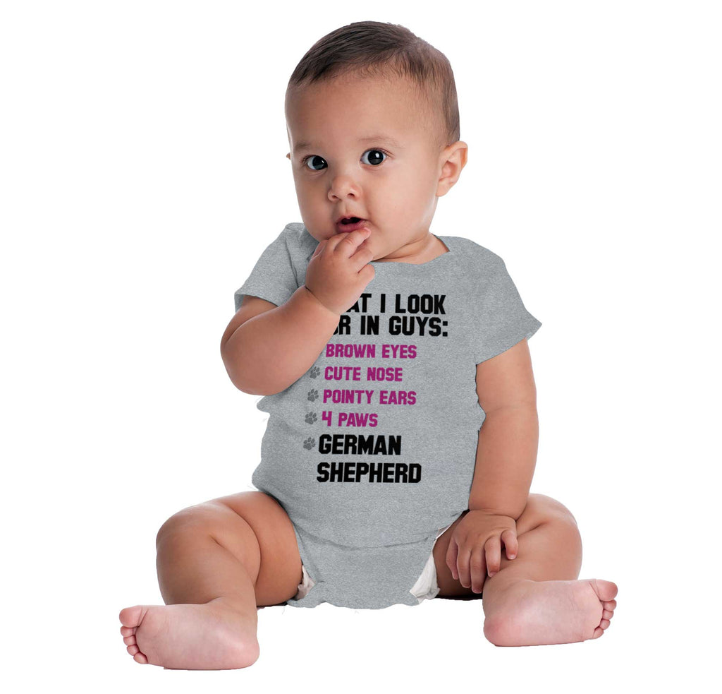 German Shepherd List Romper Bodysuit-Direct To Garment Print-Brisco Baby