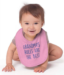 Grandma's Rules Are The Best Infant Baby Bib-Direct To Garment Print-Brisco Baby