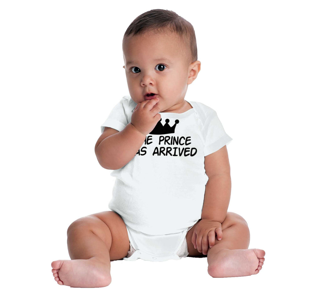 The Prince Has Arrived Romper Bodysuit-Direct To Garment Print-Brisco Baby