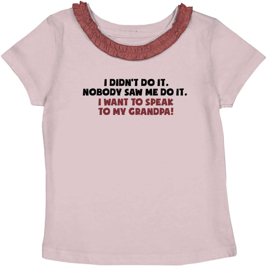 I Didn't Do It Toddler Ruffled Trim T-Shirt-Direct To Garment Print-Brisco Baby