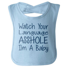 Watch The Language Infant Baby Bib-Direct To Garment Print-Brisco Baby