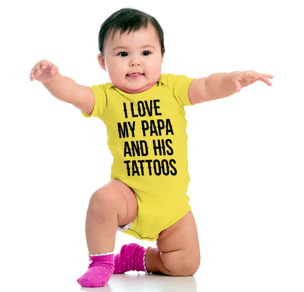 I Love Papa And Tattoos Romper Bodysuit-Direct To Garment Print-Brisco Baby