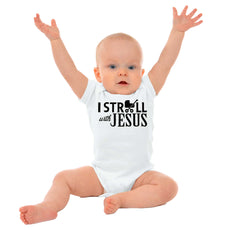 Stroll With Jesus Romper Bodysuit-Direct To Garment Print-Brisco Baby