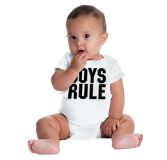 Boys Rule Romper Bodysuit-Direct To Garment Print-Brisco Baby