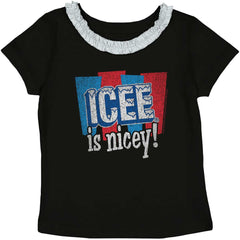 Icee Is Nicey Toddler Ruffled Trim T-Shirt-Direct To Garment Print-Brisco Baby