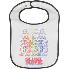 Rainbow Puppie Trimmed White Snap Bib-Direct To Garment Print-Brisco Baby