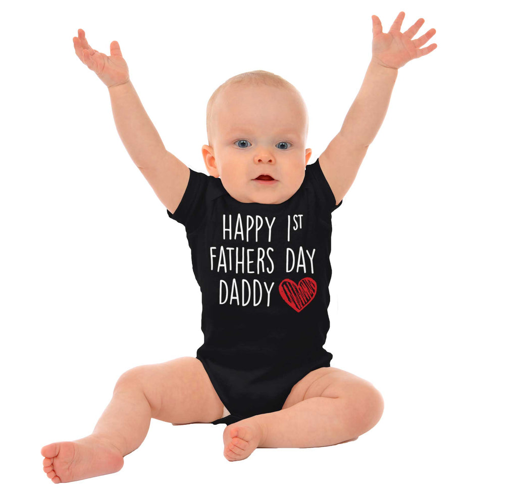 Happy 1st Father's Day Romper Bodysuit-Direct To Garment Print-Brisco Baby