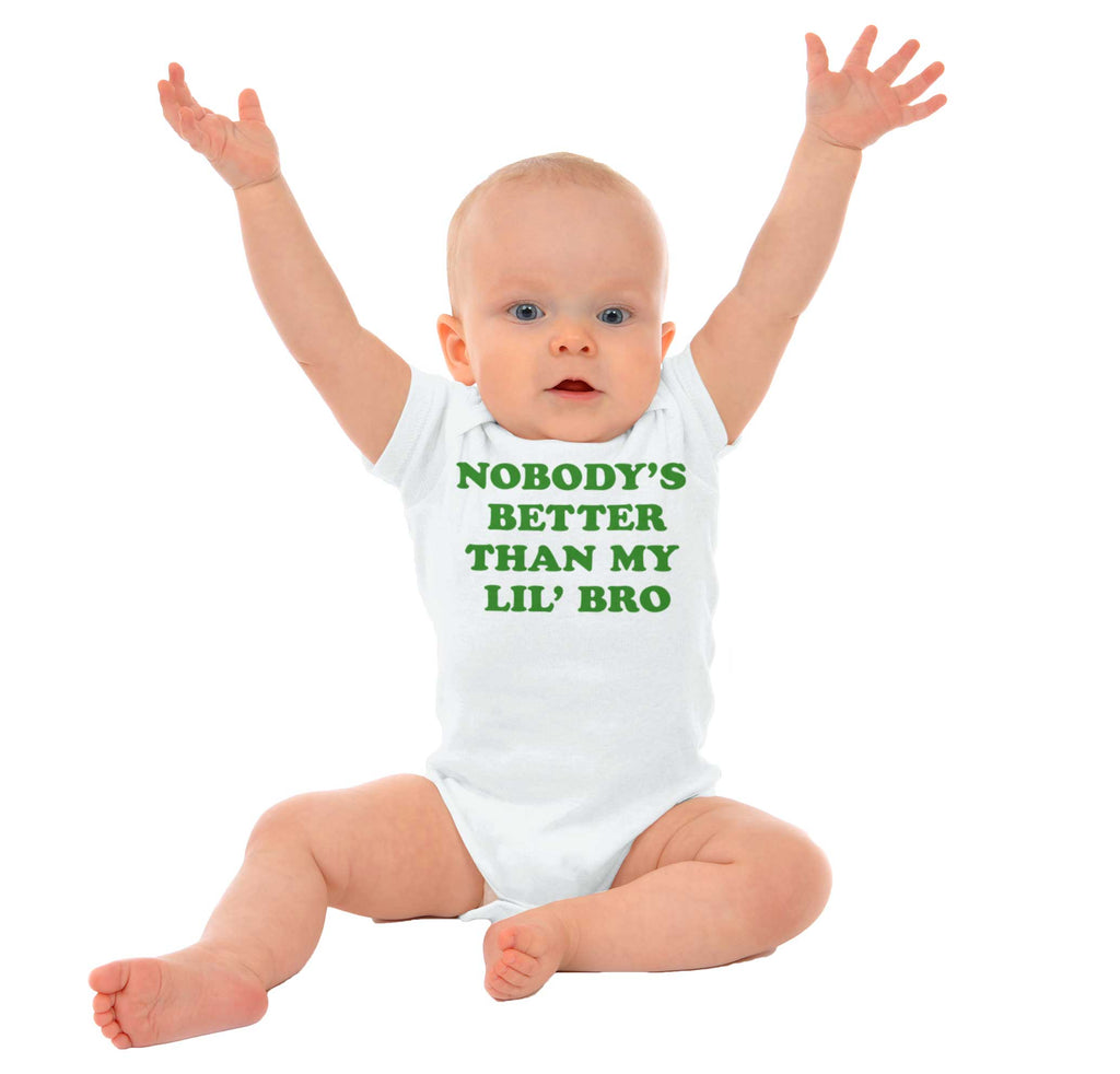 Nobody's Better Than My Lil' Bro Romper Bodysuit-Direct To Garment Print-Brisco Baby