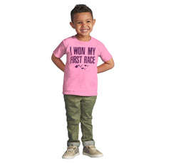 Won The Race Infant Toddler T Shirt-Direct To Garment Print-Brisco Baby