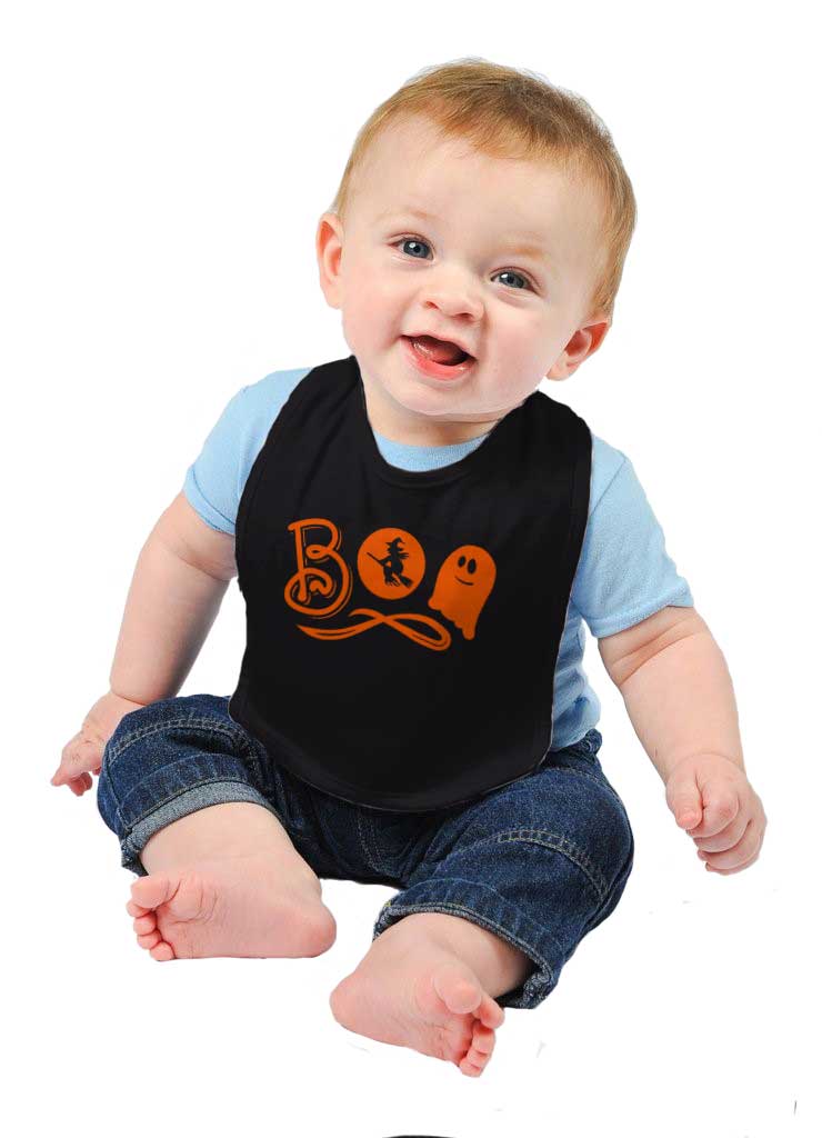 Boo Ghost Infant Baby Bib-Direct To Garment Print-Brisco Baby