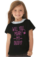 Marry My Daddy Toddler Ruffled Trim T-Shirt-Direct To Garment Print-Brisco Baby