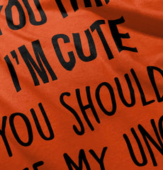 Think I'm Cute See My Uncle Romper Bodysuit-Direct To Garment Print-Brisco Baby