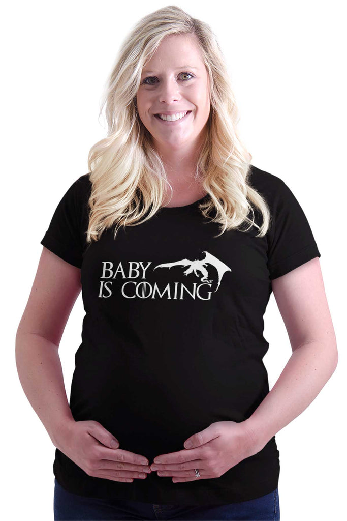 Baby Is Coming Dragon Maternity T-Shirt-Direct To Garment Print-Brisco Baby