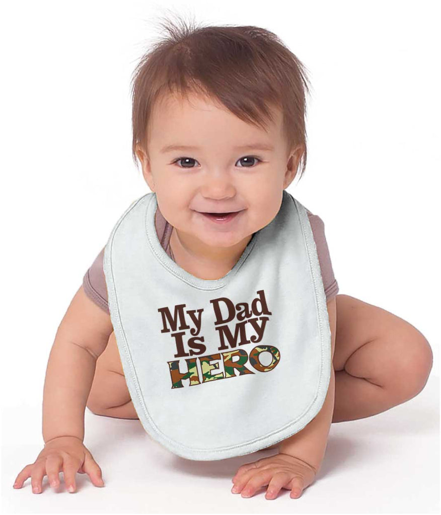 Dad Is My Hero Infant Baby Bib-Direct To Garment Print-Brisco Baby
