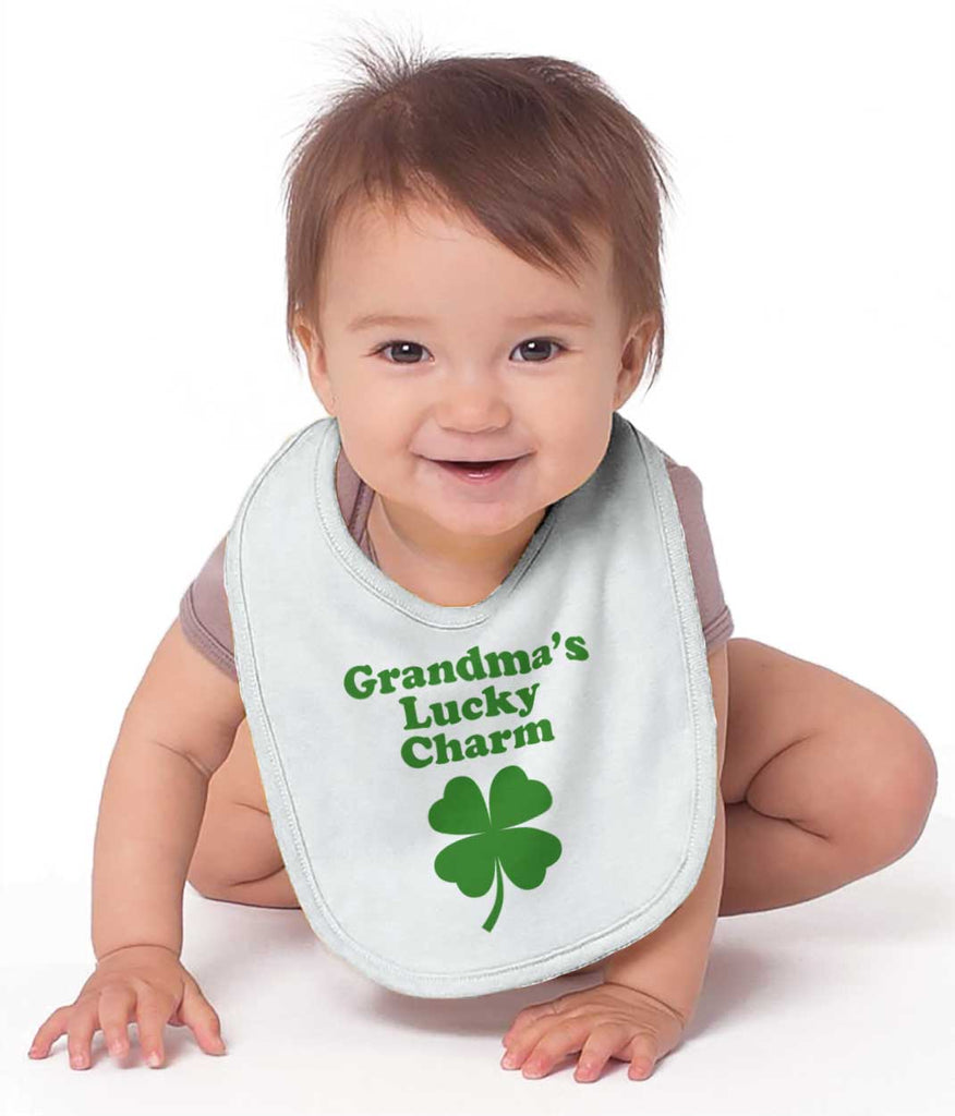 Grandma's Lucky Charm Infant Baby Bib-Direct To Garment Print-Brisco Baby