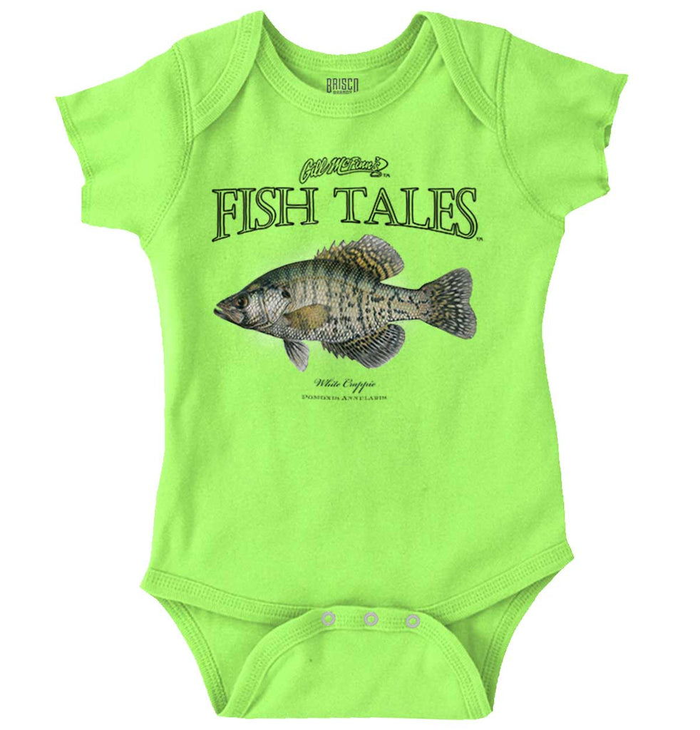 White Crappie Romper Bodysuit-Direct To Garment Print-Brisco Baby