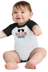 Talk To Me Goose Raglan Romper Bodysuit-Direct To Garment Print-Brisco Baby