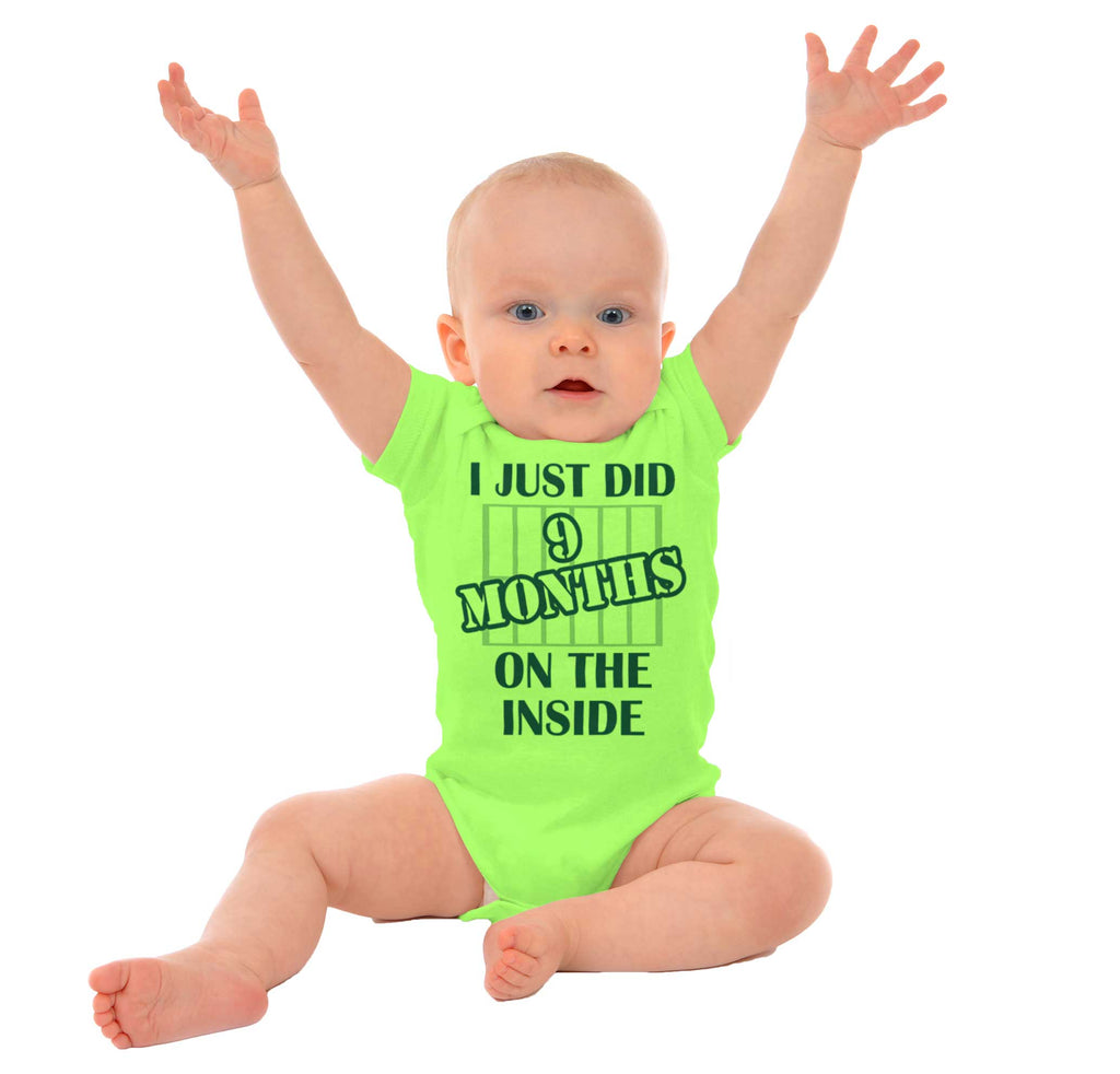 9 Months On The Inside Romper Bodysuit-Direct To Garment Print-Brisco Baby