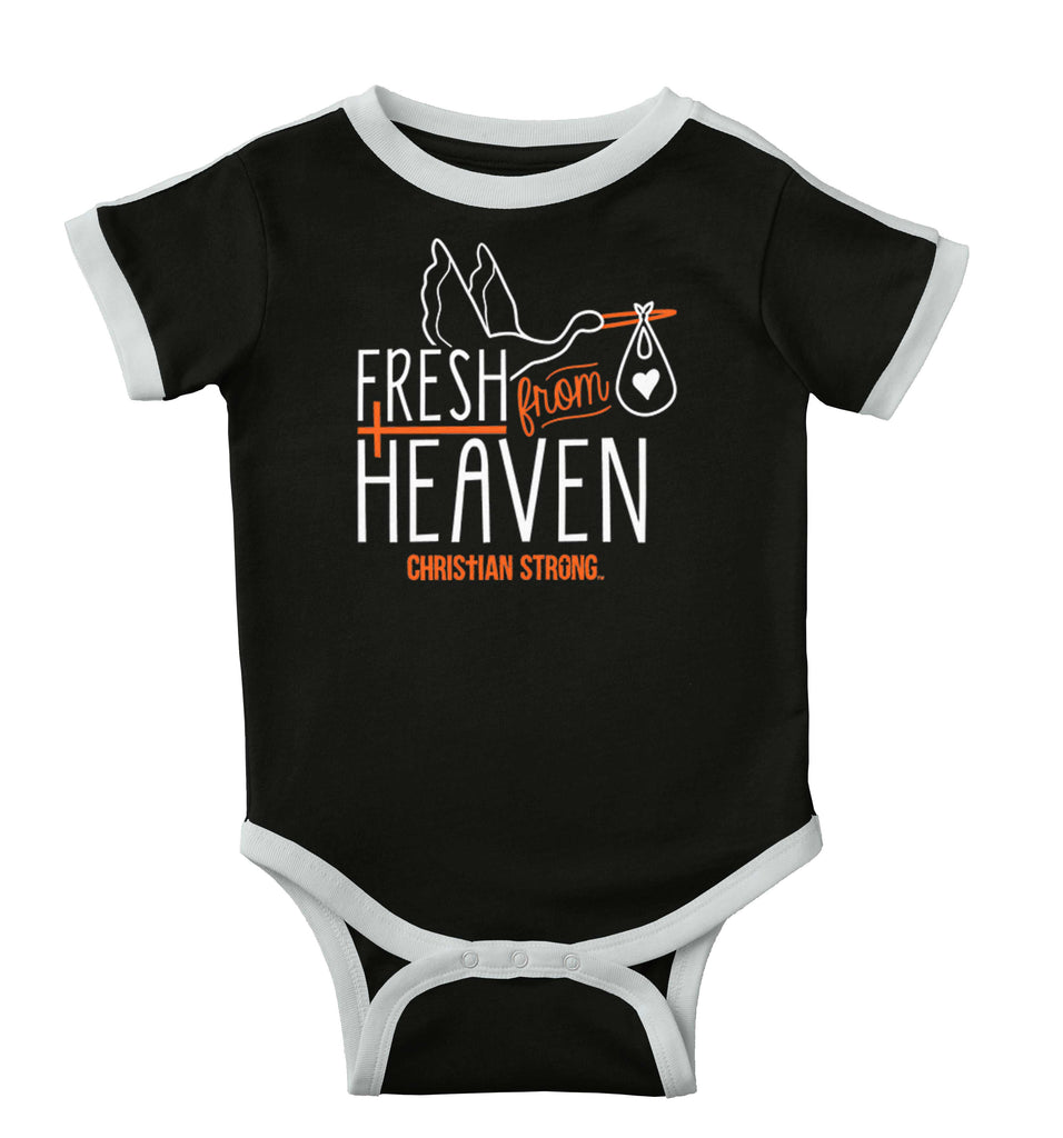Fresh From Heaven Ringer Romper Bodysuit-Direct To Garment Print-Brisco Baby