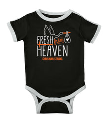 Fresh From Heaven Ringer Romper Bodysuit-Direct To Garment Print-Brisco Baby