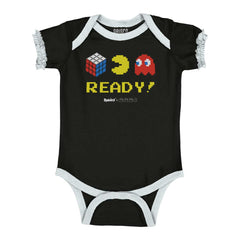 Ready Pac-Man Baby Ruffled Trim Romper-Direct To Garment Print-Brisco Baby