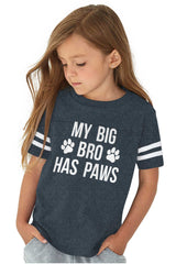 Big Bro Has Paws Toddler Football Jersey Tee-Direct To Garment Print-Brisco Baby