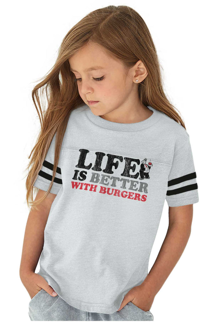 Better With Burgers Toddler Football Jersey Tee-Direct To Garment Print-Brisco Baby