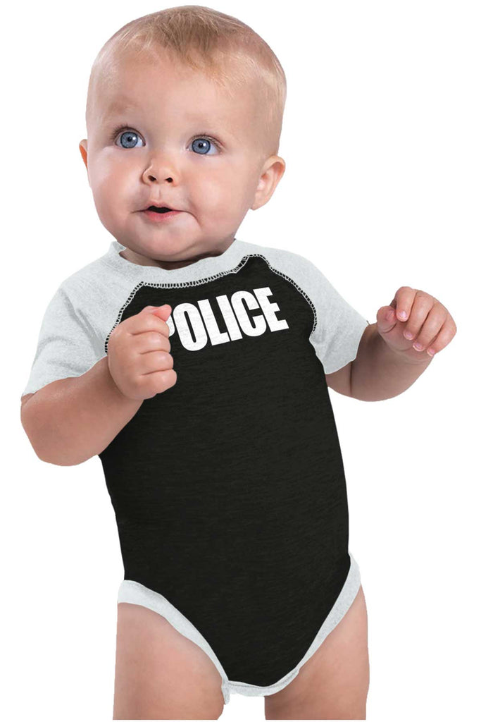 Police Force Raglan Romper Bodysuit-Direct To Garment Print-Brisco Baby