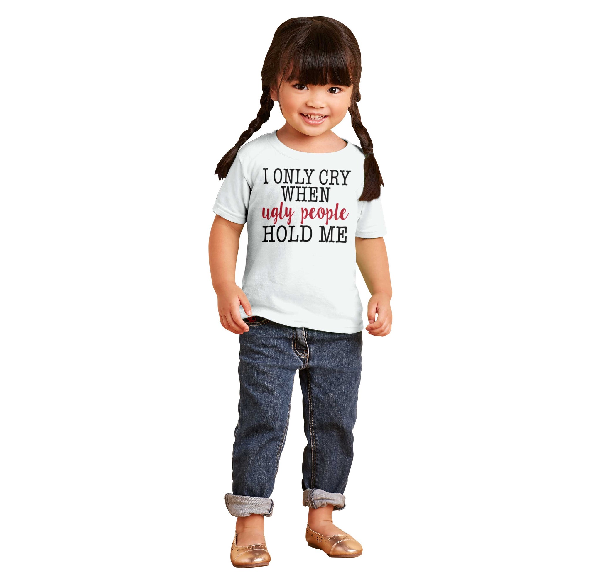I only Cry When Ugly People Hold Me Funny T shirt For Baby, Newborn Babies  T-shirts, Infant Tops, 0-24M Kids Graphic Tees Clothing (Short Black Raglan