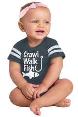Crawl Walk Fish Football Romper Bodysuit-Direct To Garment Print-Brisco Baby
