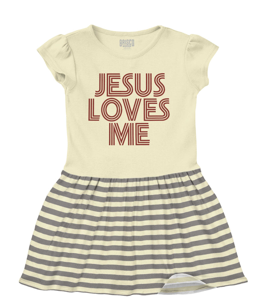 Christ Loves Me Baby Striped Skirt Dress-Direct To Garment Print-Brisco Baby