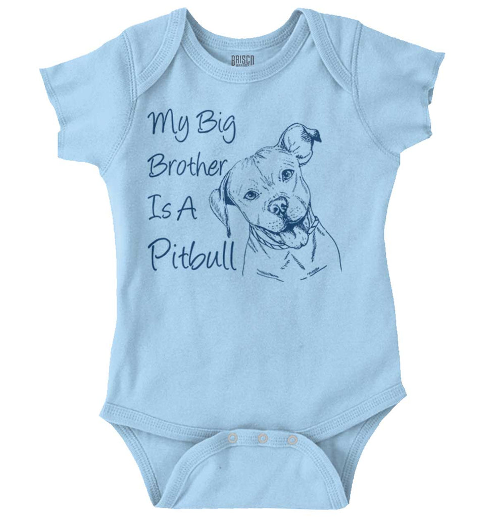 Brother is a Pitbull Romper Bodysuit-Direct To Garment Print-Brisco Baby