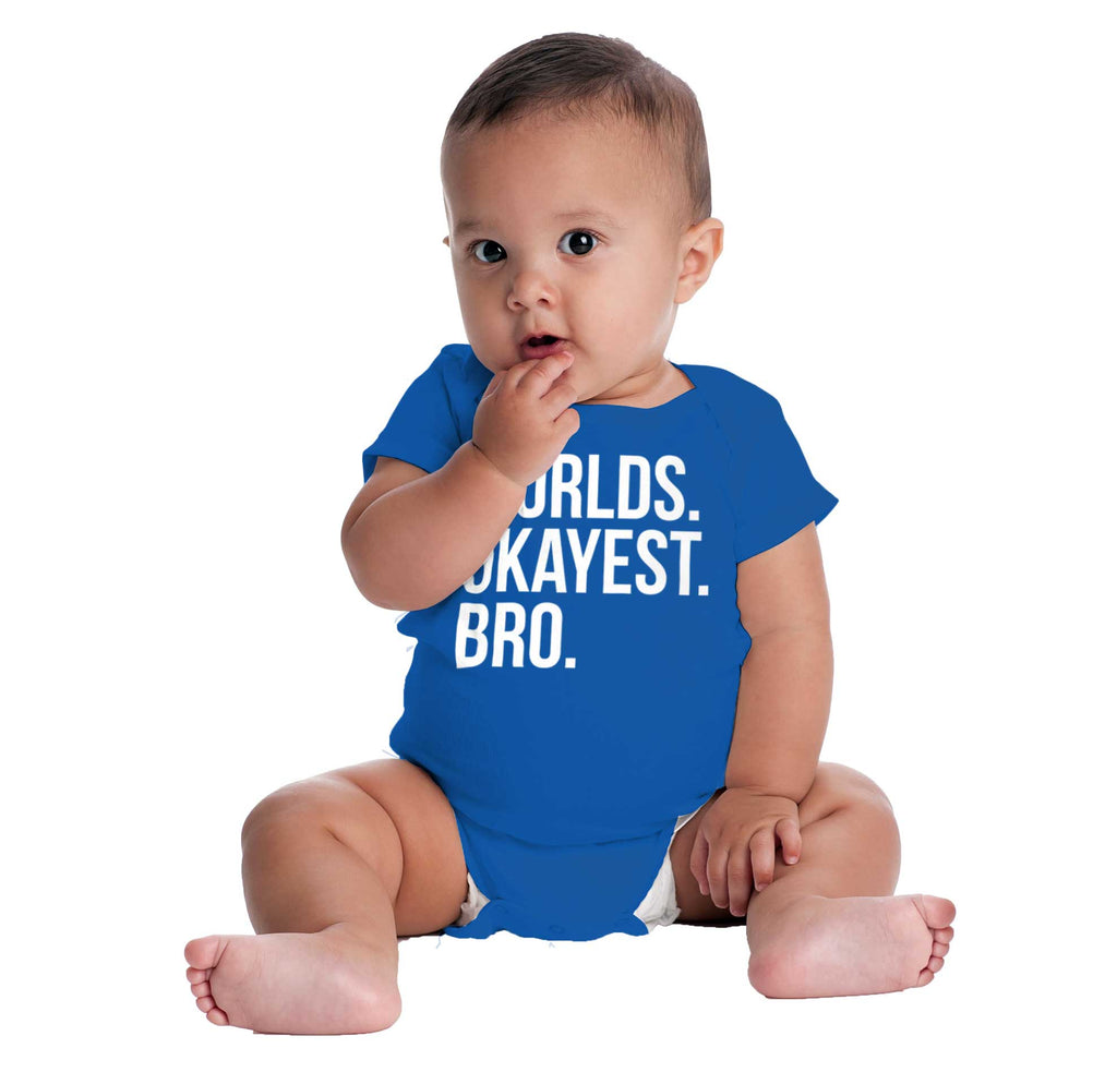 Worlds Okayest Bro Romper Bodysuit-Direct To Garment Print-Brisco Baby