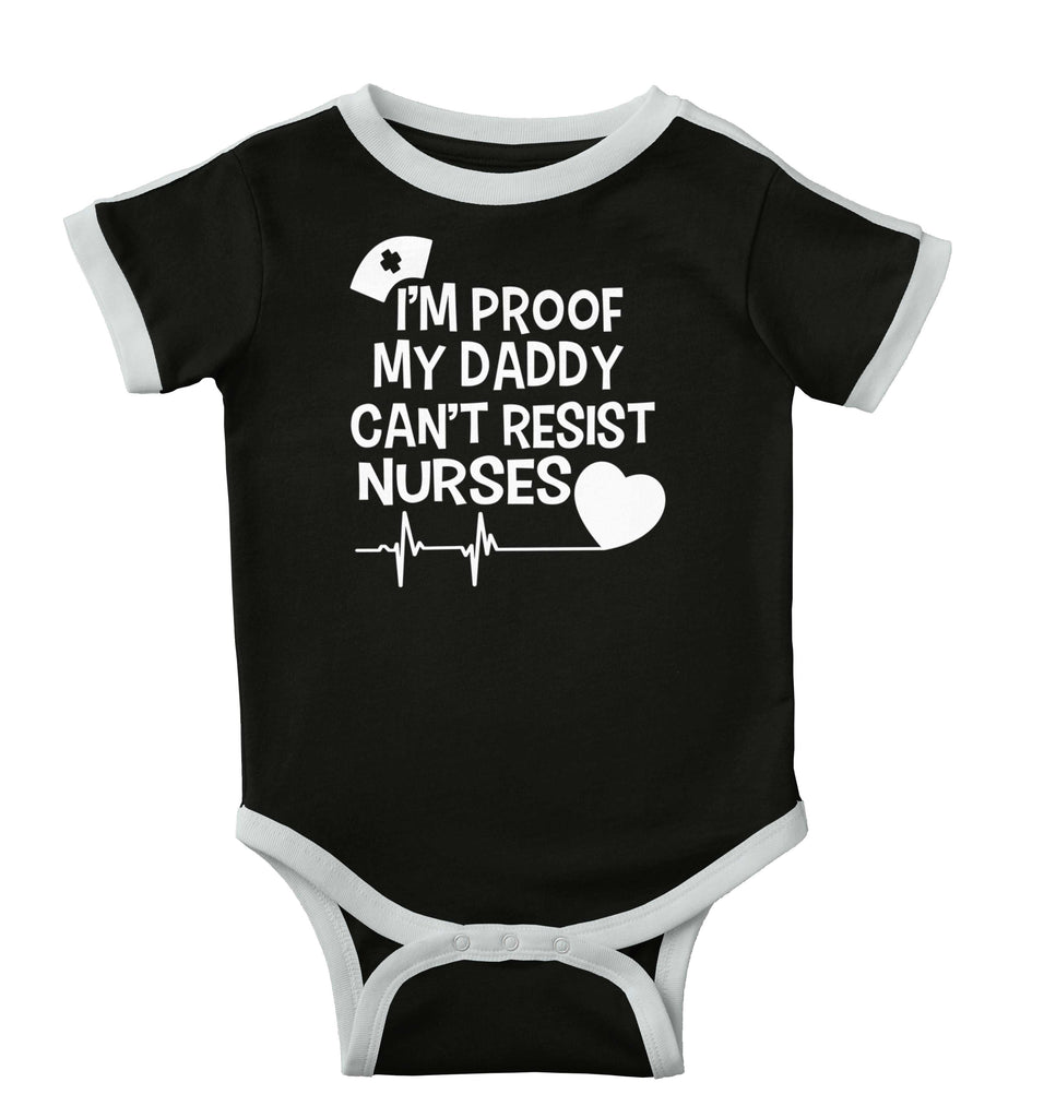 Can't Resist Nurses Ringer Romper Bodysuit-Direct To Garment Print-Brisco Baby