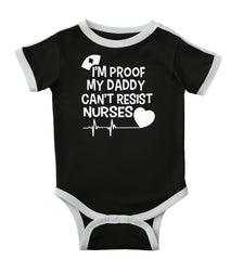 Can't Resist Nurses Ringer Romper Bodysuit-Direct To Garment Print-Brisco Baby