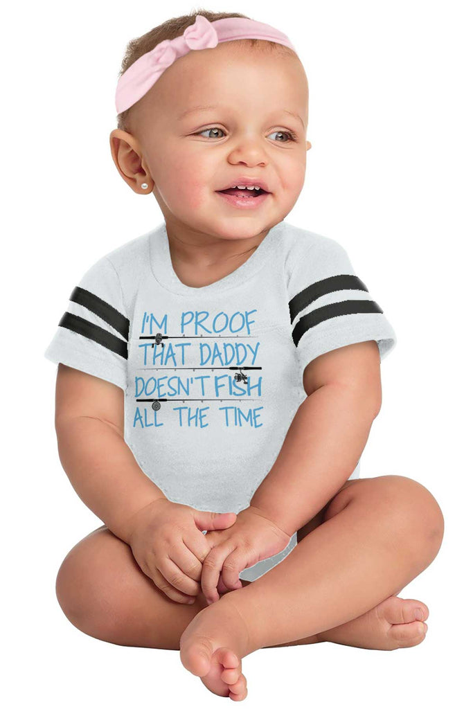 Fish All The Time Football Romper Bodysuit-Direct To Garment Print-Brisco Baby