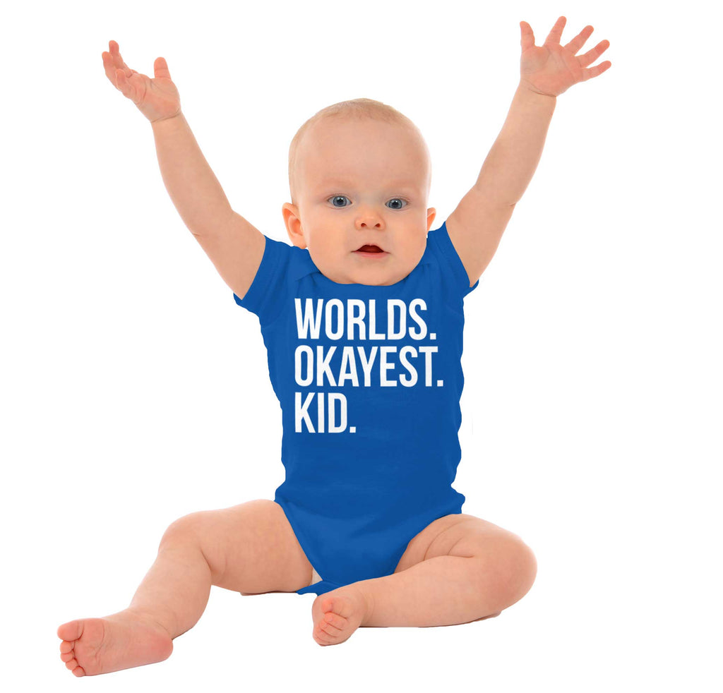 Worlds Okayest Kid Romper Bodysuit-Direct To Garment Print-Brisco Baby