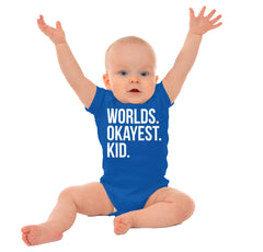 Worlds Okayest Kid Romper Bodysuit-Direct To Garment Print-Brisco Baby