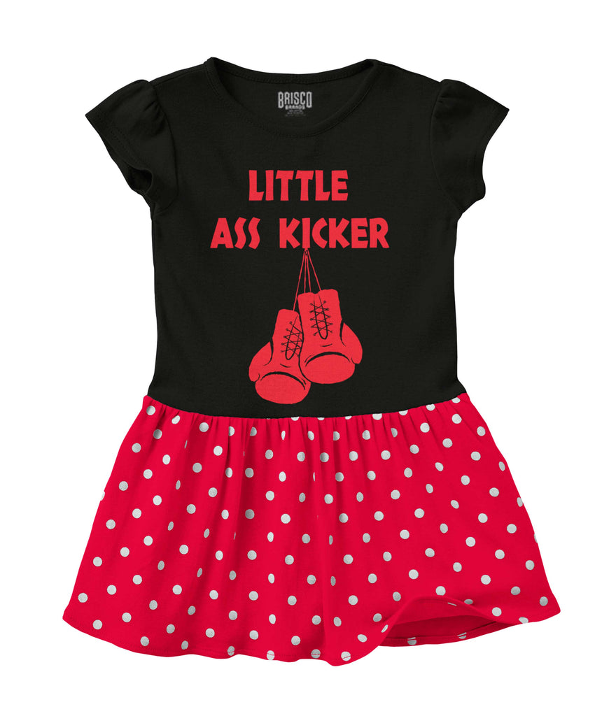 Little Ass Kicker Baby Polka Dot Skirt Dress-Direct To Garment Print-Brisco Baby