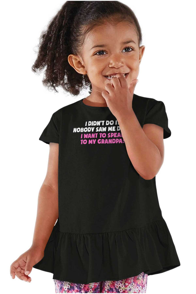 I Didn't Do It Toddler Ruffle Bottom Tee-Direct To Garment Print-Brisco Baby