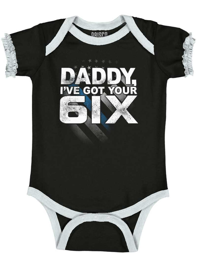 Got Your Six Baby Ruffled Trim Romper-Direct To Garment Print-Brisco Baby