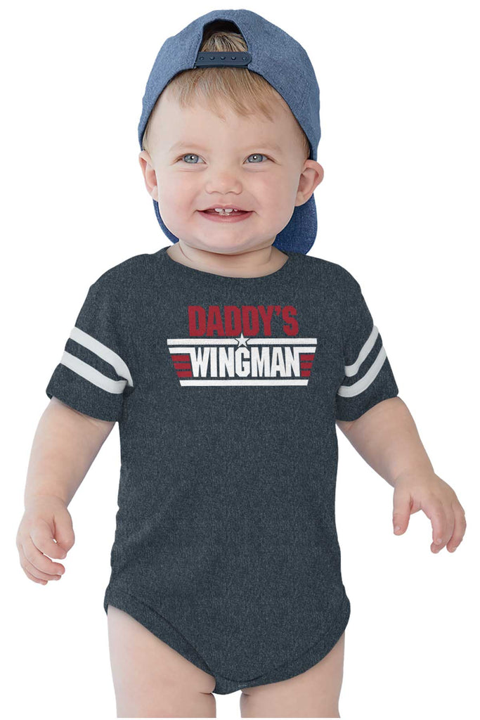 Daddy's Wingman Football Romper Bodysuit-Direct To Garment Print-Brisco Baby