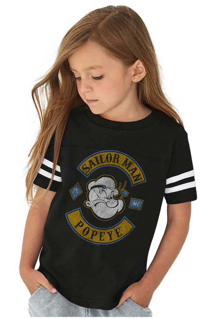 Popeye The Sailor Man Toddler Football Jersey Tee-Direct To Garment Print-Brisco Baby