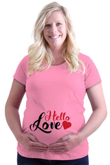 Hello Love Maternity T-Shirt-Direct To Garment Print-Brisco Baby
